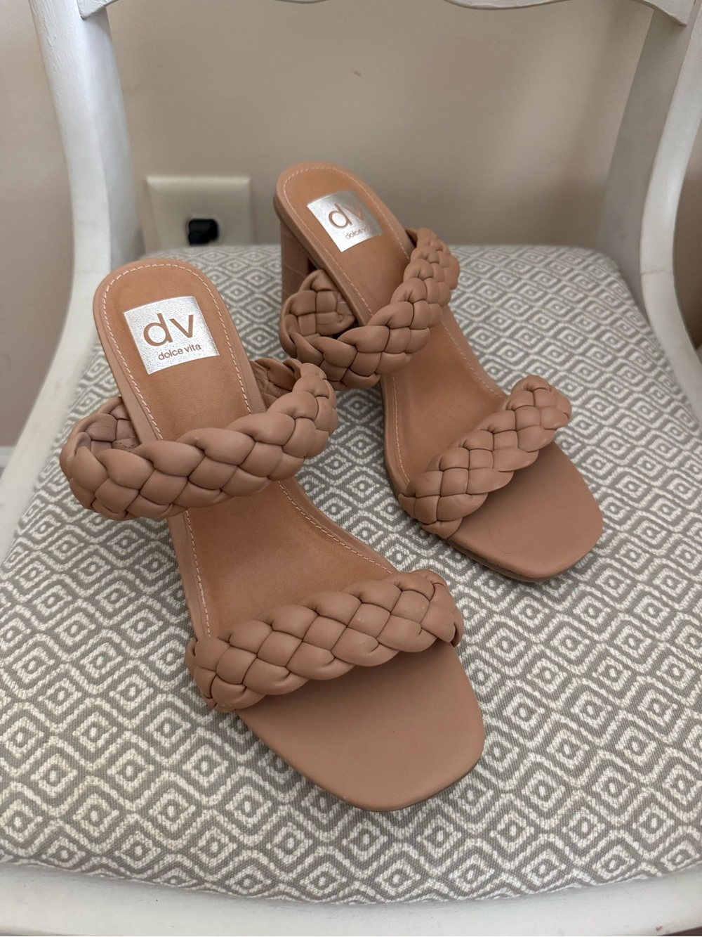Dolce Vita Tan Braided Strap Heeled Sandals